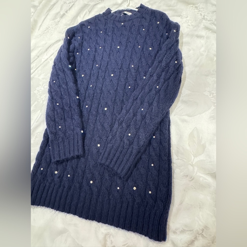 Zara Navy Midi Dress with Silver Accents,very cosy